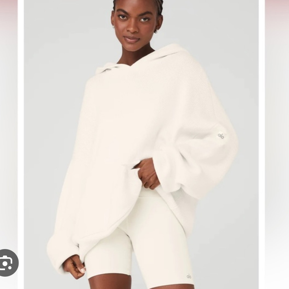 ALO Scholar Hooded Sweater, Ivory, size S